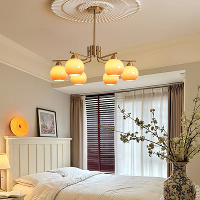 Oriorella Chandelier Brass Caramel Globe Minimalist