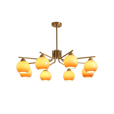 Oriorella Chandelier Brass Caramel Globe Minimalist
