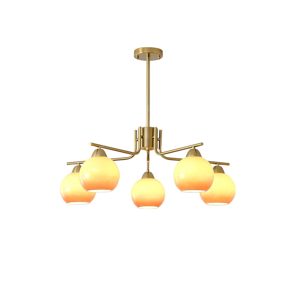 Oriorella Chandelier Brass Caramel Globe Minimalist