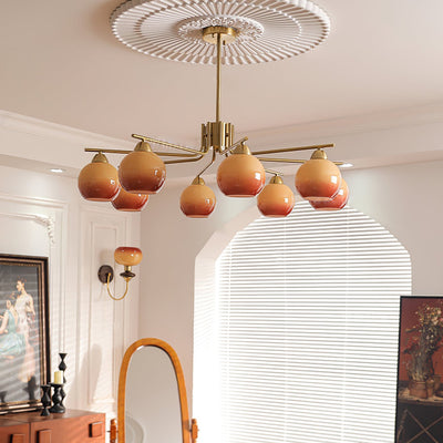 Oriorella Chandelier Brass Caramel Globe Minimalist