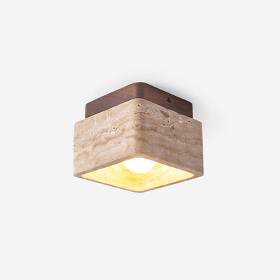 Vellin Travertine Square Flush Mount Ceiling Light - Neutral Decor