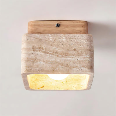 Vellin Travertine Square Flush Mount Ceiling Light - Neutral Decor