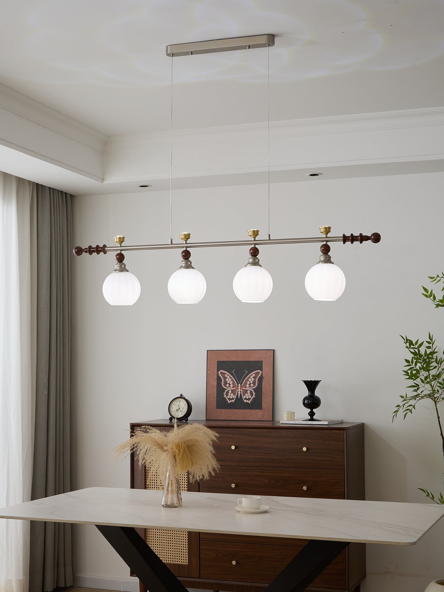 Otheia Elegance Vintage Linear Wood Pendant Lamp