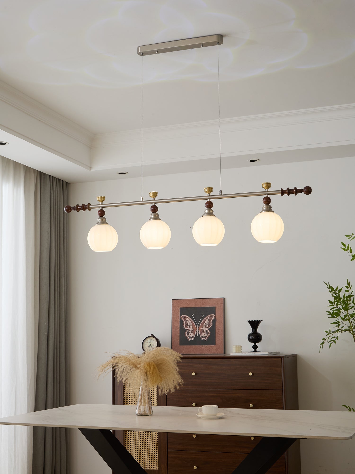 Otheia Elegance Vintage Linear Wood Pendant Lamp