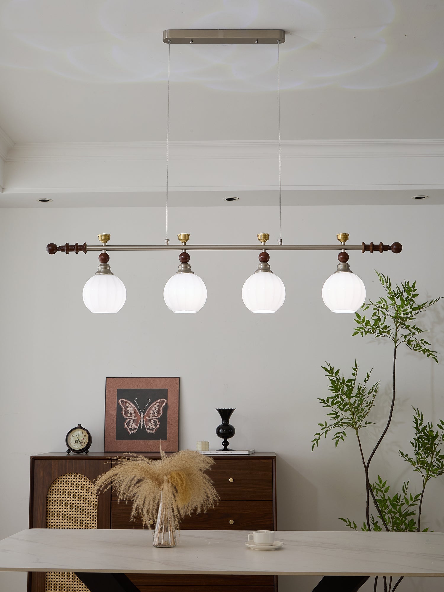 Otheia Elegance Vintage Linear Wood Pendant Lamp