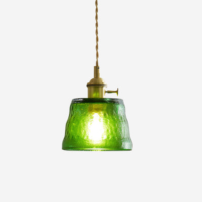 Pendant Lamp Brass and Glass Textured Shade Artisan Vintage Accent - Neutral Decor