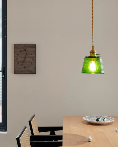 Pendant Lamp Brass and Glass Textured Shade Artisan Vintage Accent - Neutral Decor