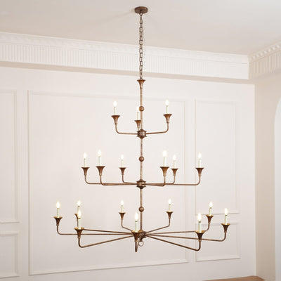 Wisp Grande Vintage Industrial Bronze Chandelier - Neutral Decor