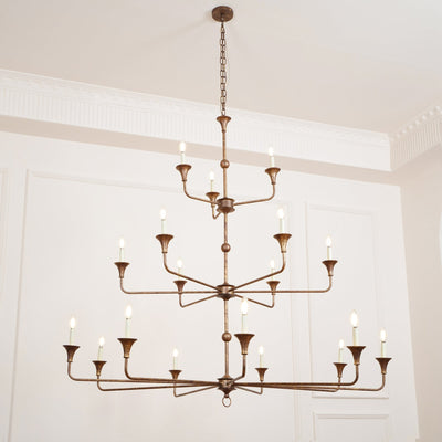 Wisp Grande Vintage Industrial Bronze Chandelier - Neutral Decor