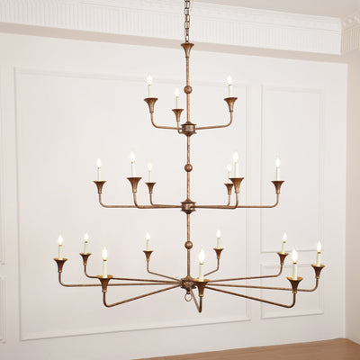 Wisp Grande Vintage Industrial Bronze Chandelier - Neutral Decor