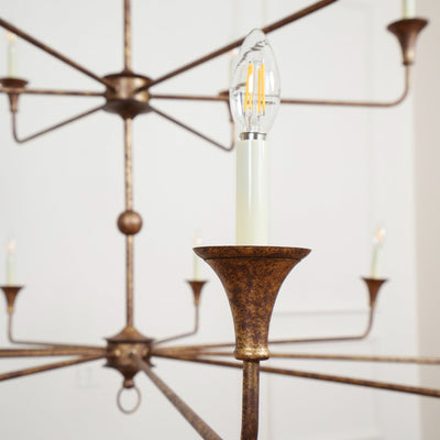 Wisp Grande Vintage Industrial Bronze Chandelier - Neutral Decor