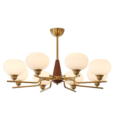 Syluissa Chandelier Walnut Frosted Glass Globes