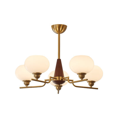 Syluissa Chandelier Walnut Frosted Glass Globes