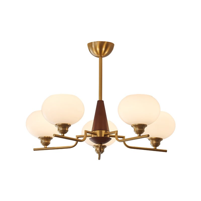 Syluissa Chandelier Walnut Frosted Glass Globes