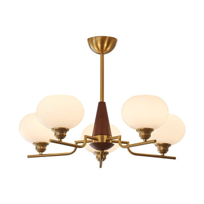 Syluissa Chandelier Walnut Frosted Glass Globes