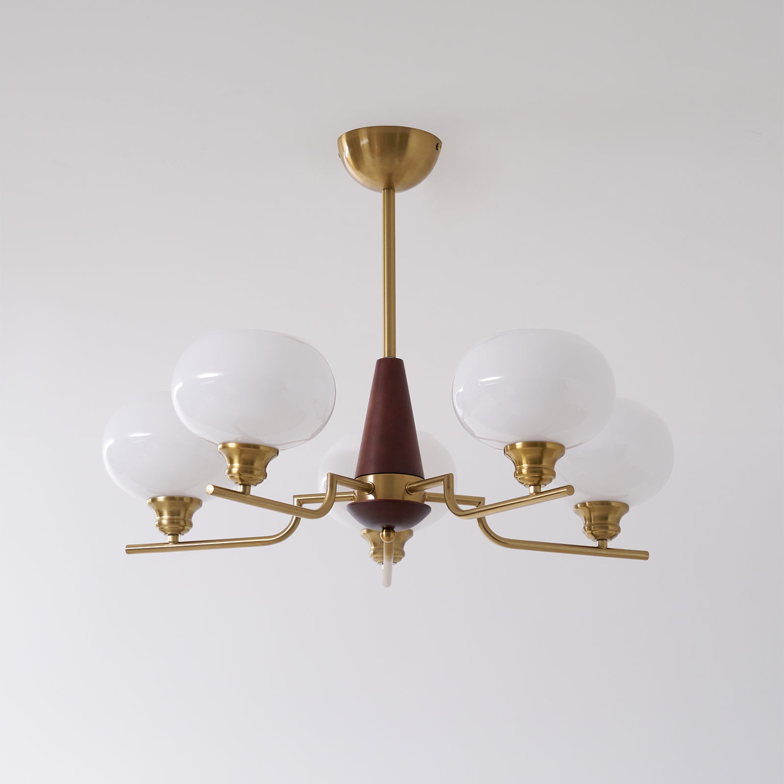 Syluissa Chandelier Walnut Frosted Glass Globes
