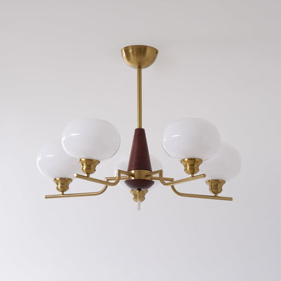 Syluissa Chandelier Walnut Frosted Glass Globes
