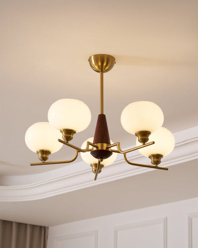 Syluissa Chandelier Walnut Frosted Glass Globes