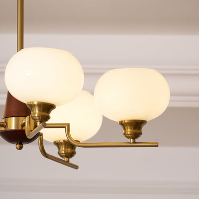 Syluissa Chandelier Walnut Frosted Glass Globes