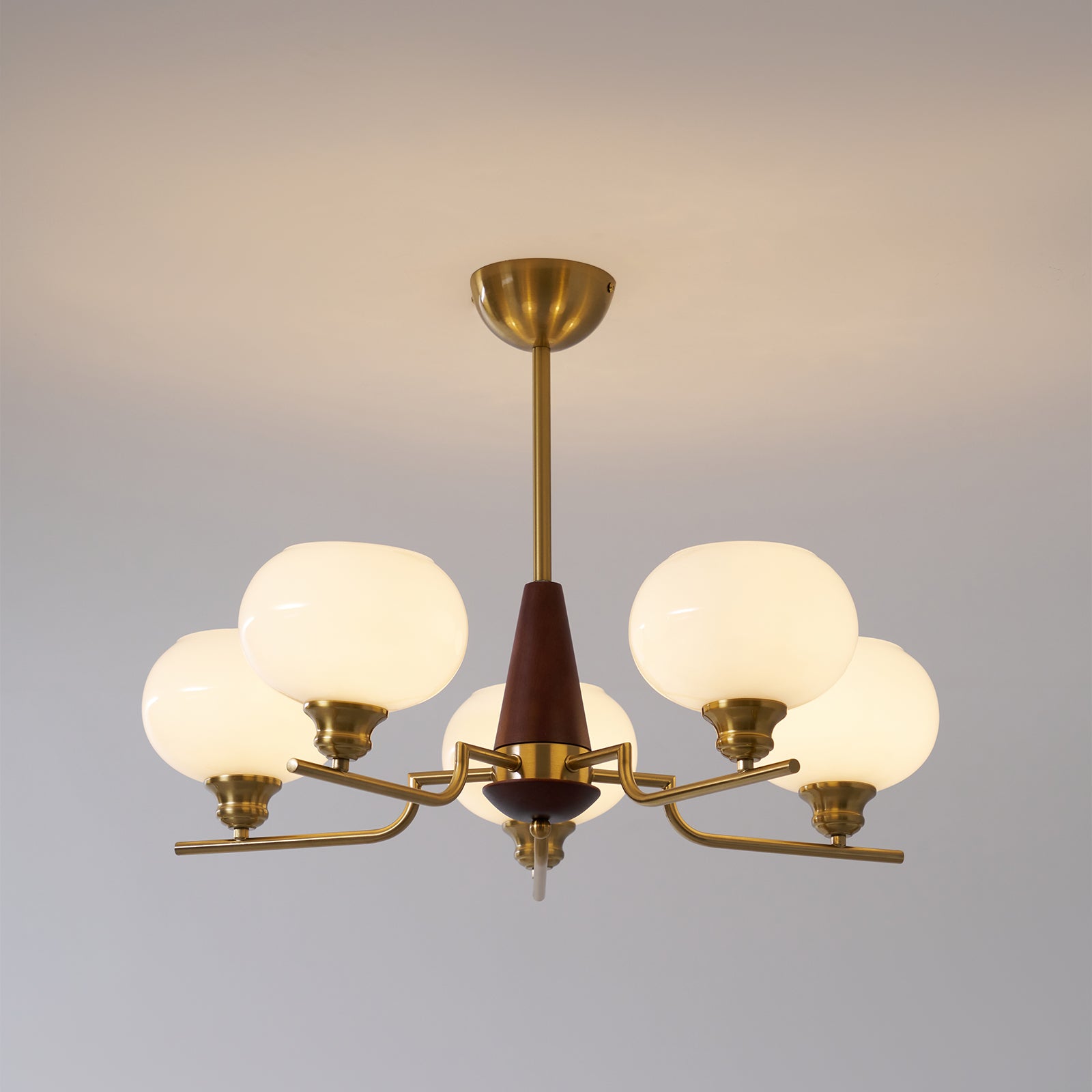 Syluissa Chandelier Walnut Frosted Glass Globes