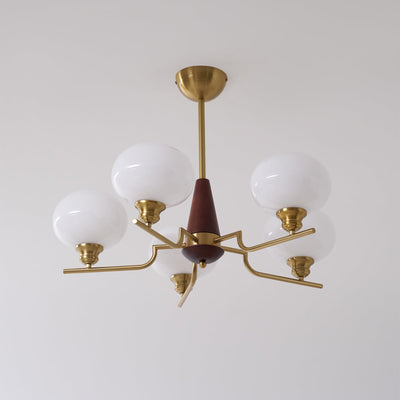 Syluissa Chandelier Walnut Frosted Glass Globes