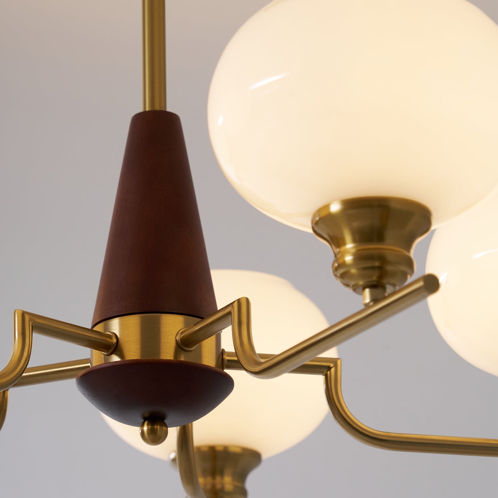 Syluissa Chandelier Walnut Frosted Glass Globes