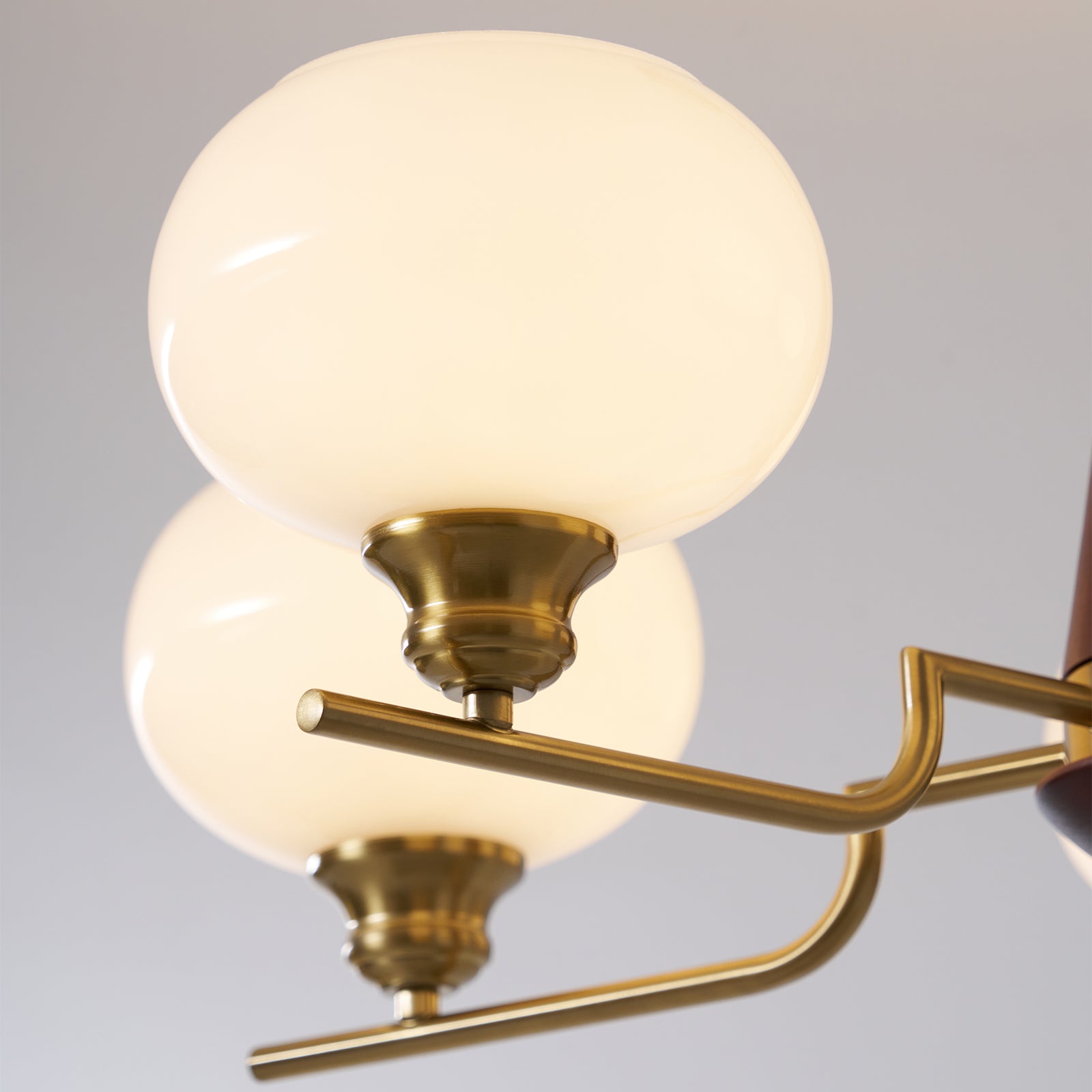 Syluissa Chandelier Walnut Frosted Glass Globes