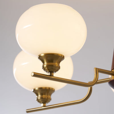 Syluissa Chandelier Walnut Frosted Glass Globes