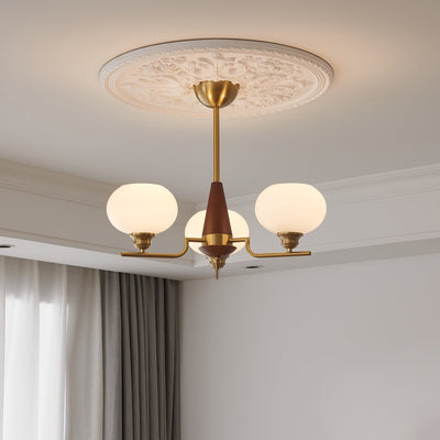 Syluissa Chandelier Walnut Frosted Glass Globes