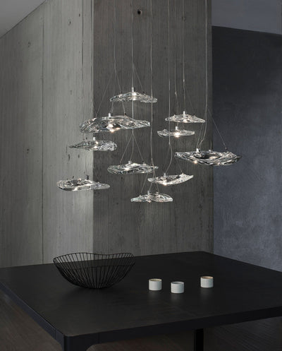Glacial Float Cascade  Glass Chandelier