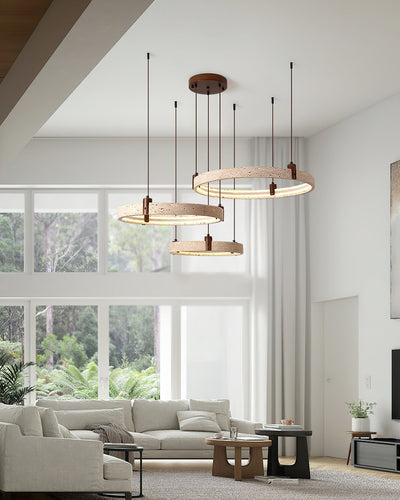 Celestial Orbit Travertine Ring Chandelier