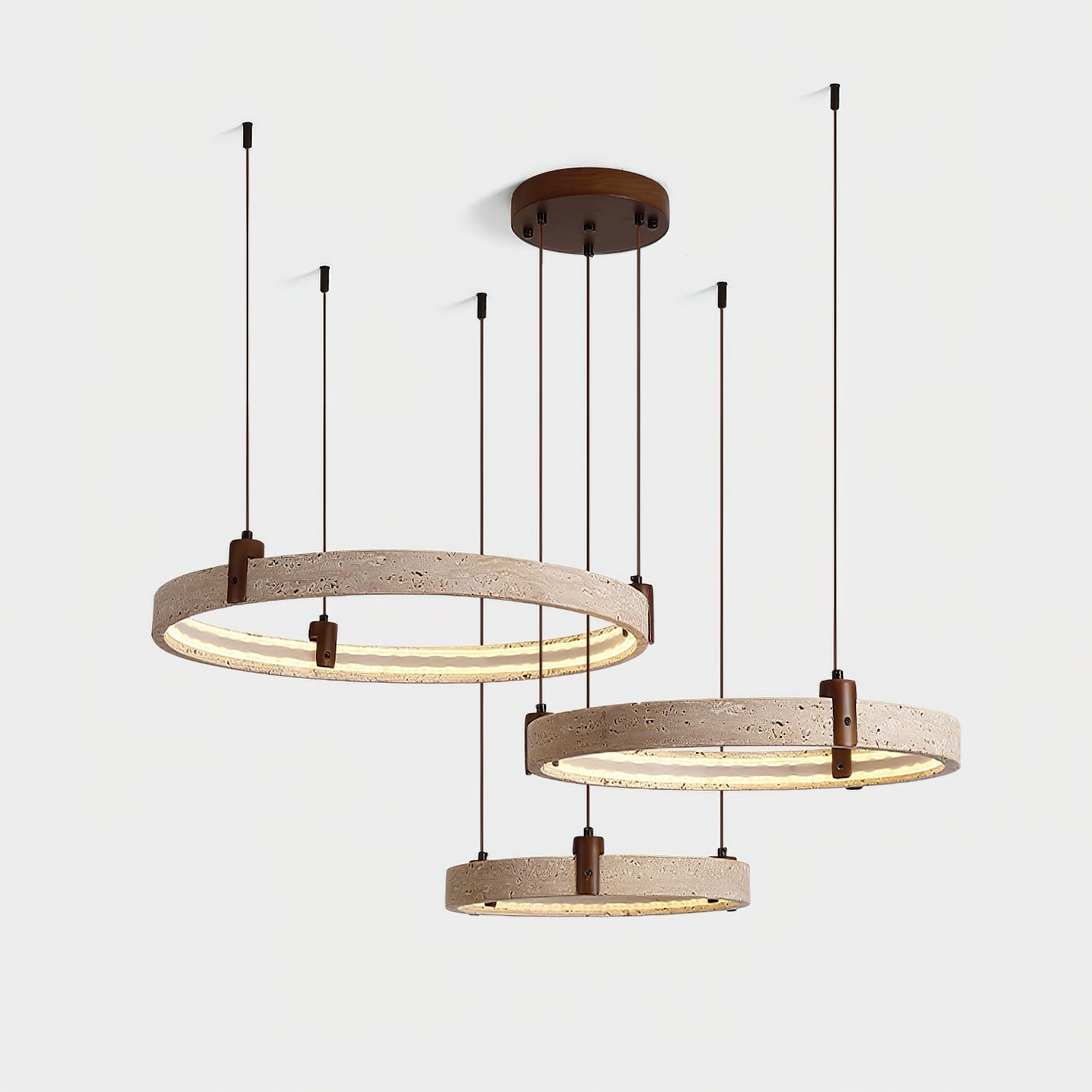 Celestial Orbit Travertine Ring Chandelier