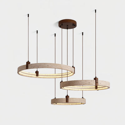 Celestial Orbit Travertine Ring Chandelier