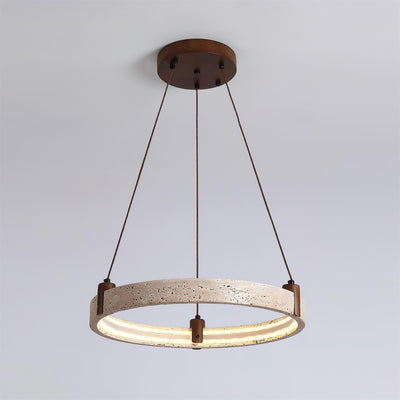 Celestial Orbit Travertine Ring Chandelier