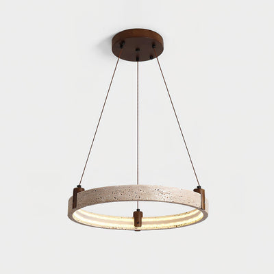 Celestial Orbit Travertine Ring Chandelier