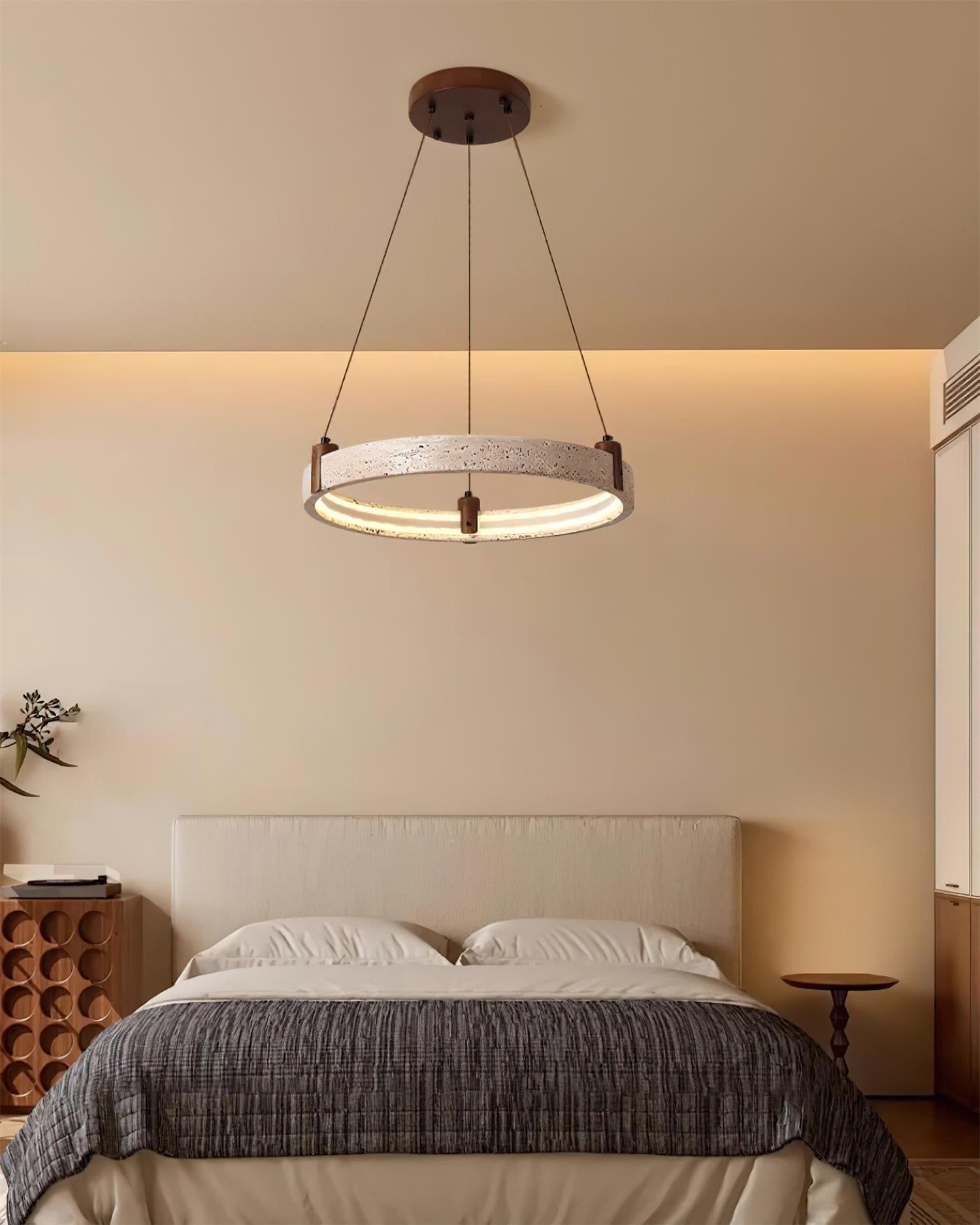 Celestial Orbit Travertine Ring Chandelier