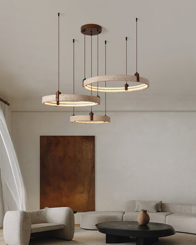 Celestial Orbit Travertine Ring Chandelier