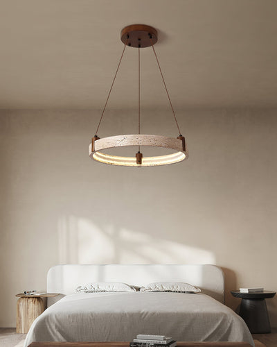 Celestial Orbit Travertine Ring Chandelier