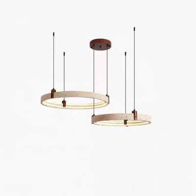 Celestial Orbit Travertine Ring Chandelier