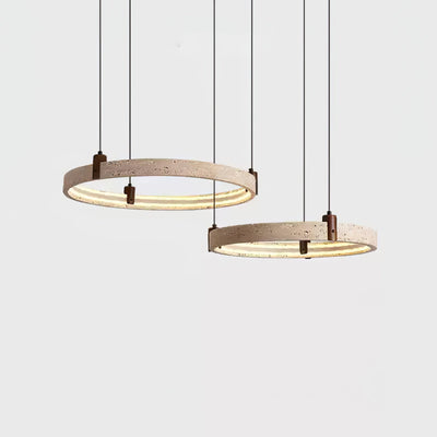 Celestial Orbit Travertine Ring Chandelier