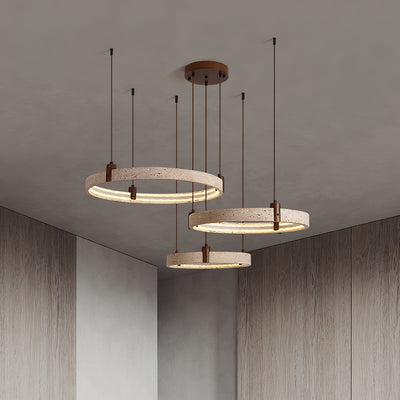Celestial Orbit Travertine Ring Chandelier