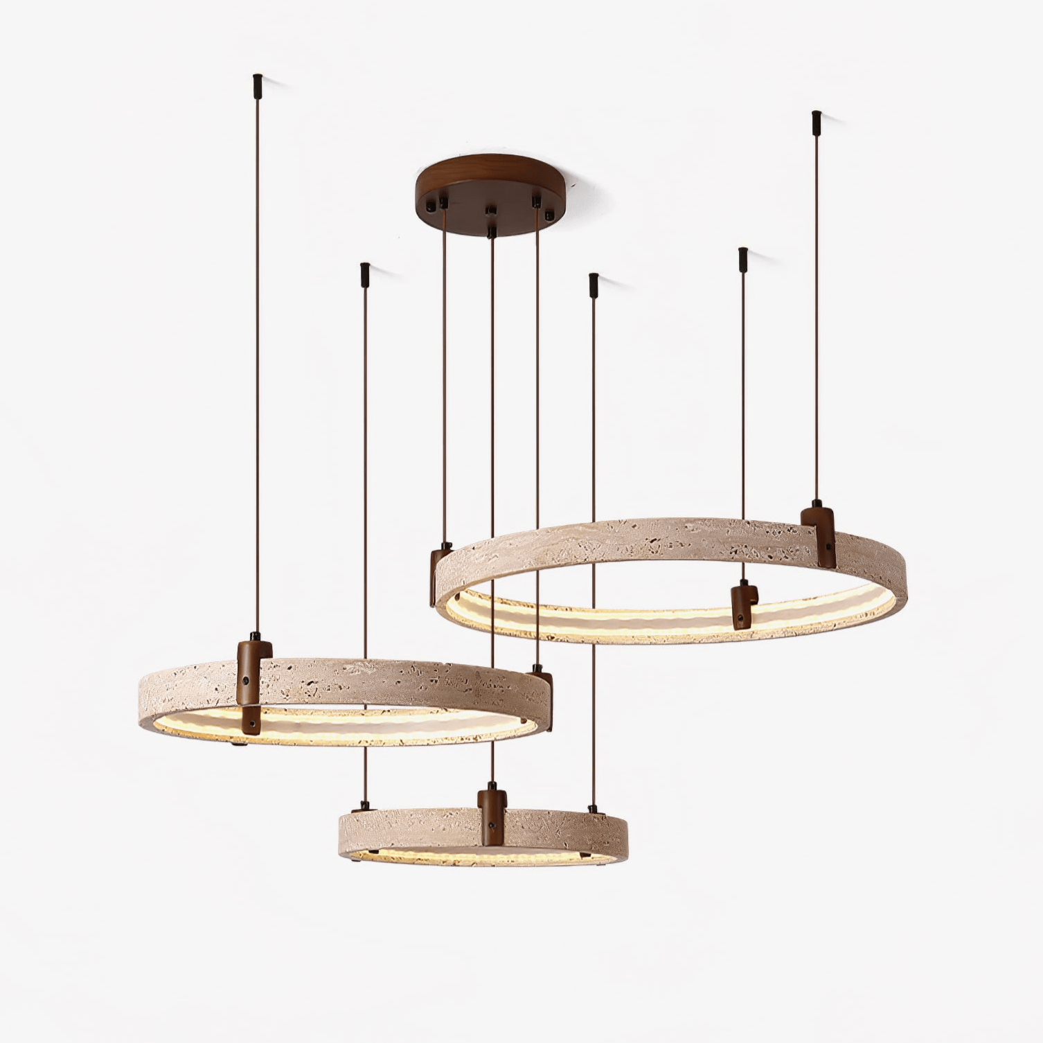Celestial Orbit Travertine Ring Chandelier