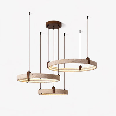 Celestial Orbit Travertine Ring Chandelier