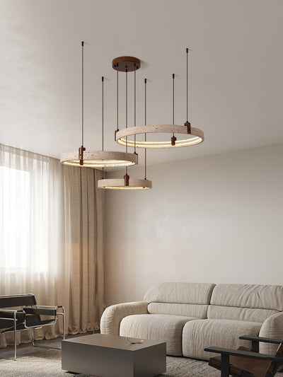 Celestial Orbit Travertine Ring Chandelier