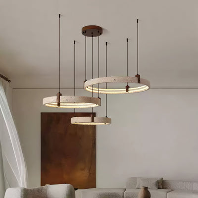 Celestial Orbit Travertine Ring Chandelier