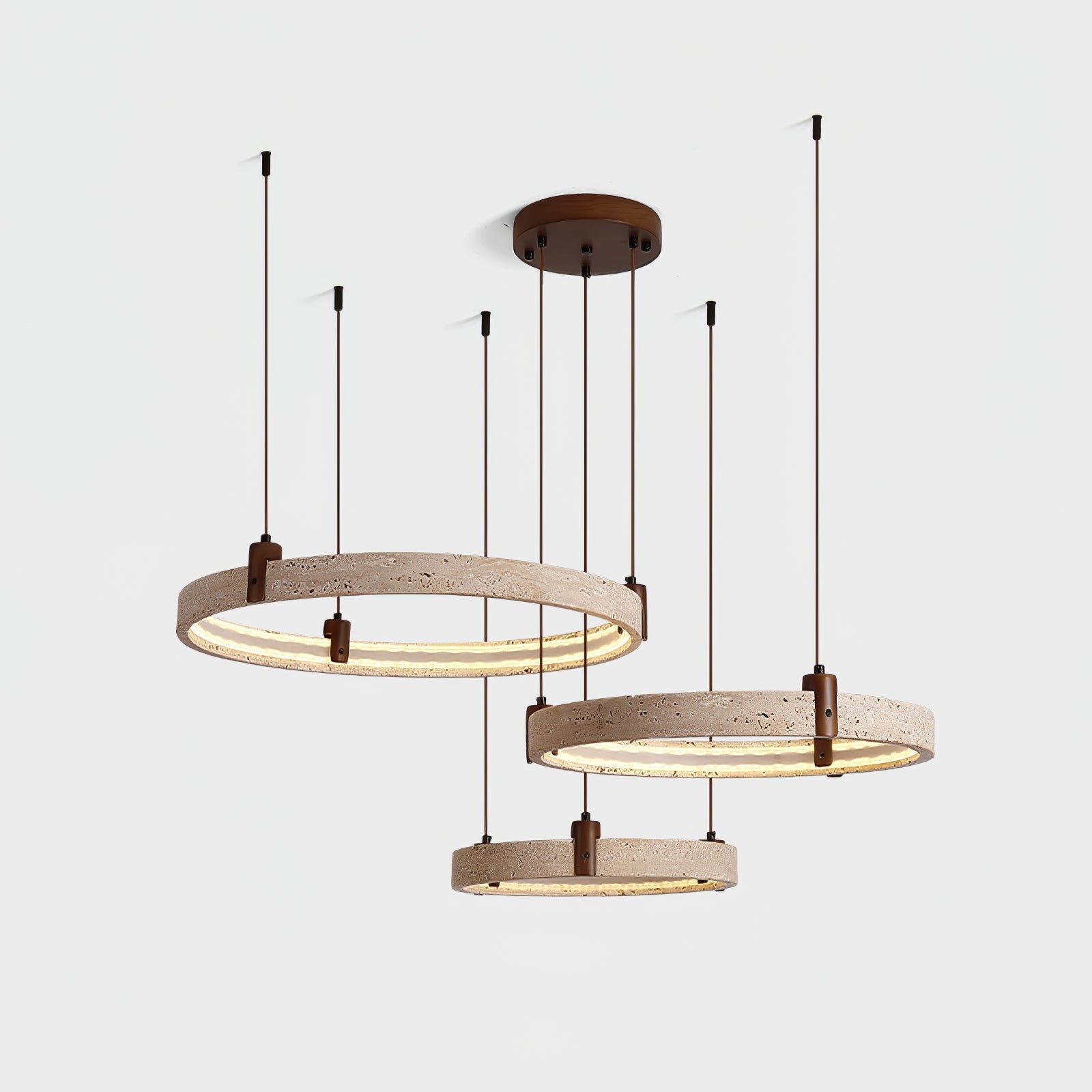 Celestial Orbit Travertine Ring Chandelier