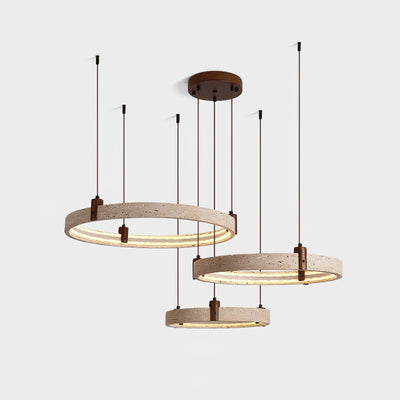 Celestial Orbit Travertine Ring Chandelier