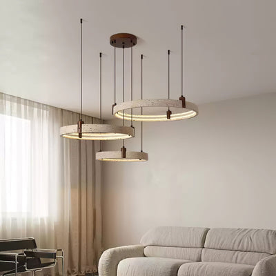 Celestial Orbit Travertine Ring Chandelier
