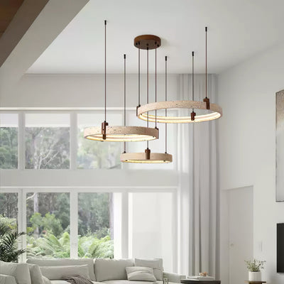 Celestial Orbit Travertine Ring Chandelier