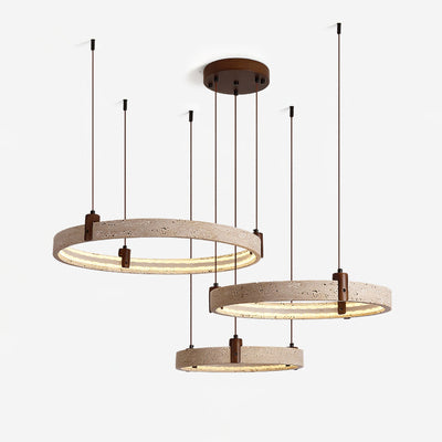 Celestial Orbit Travertine Ring Chandelier